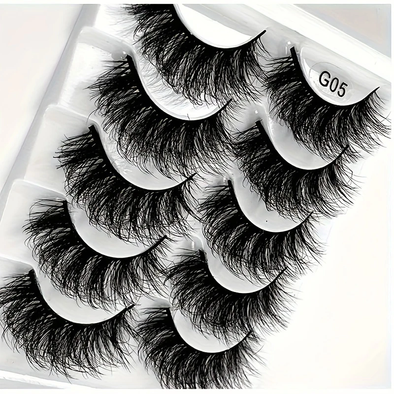 5 أزواج من الرموش ثلاثية الأبعاد سميكة ورقيقة، رموش طويلة طبيعية سميكة ومتفجرة