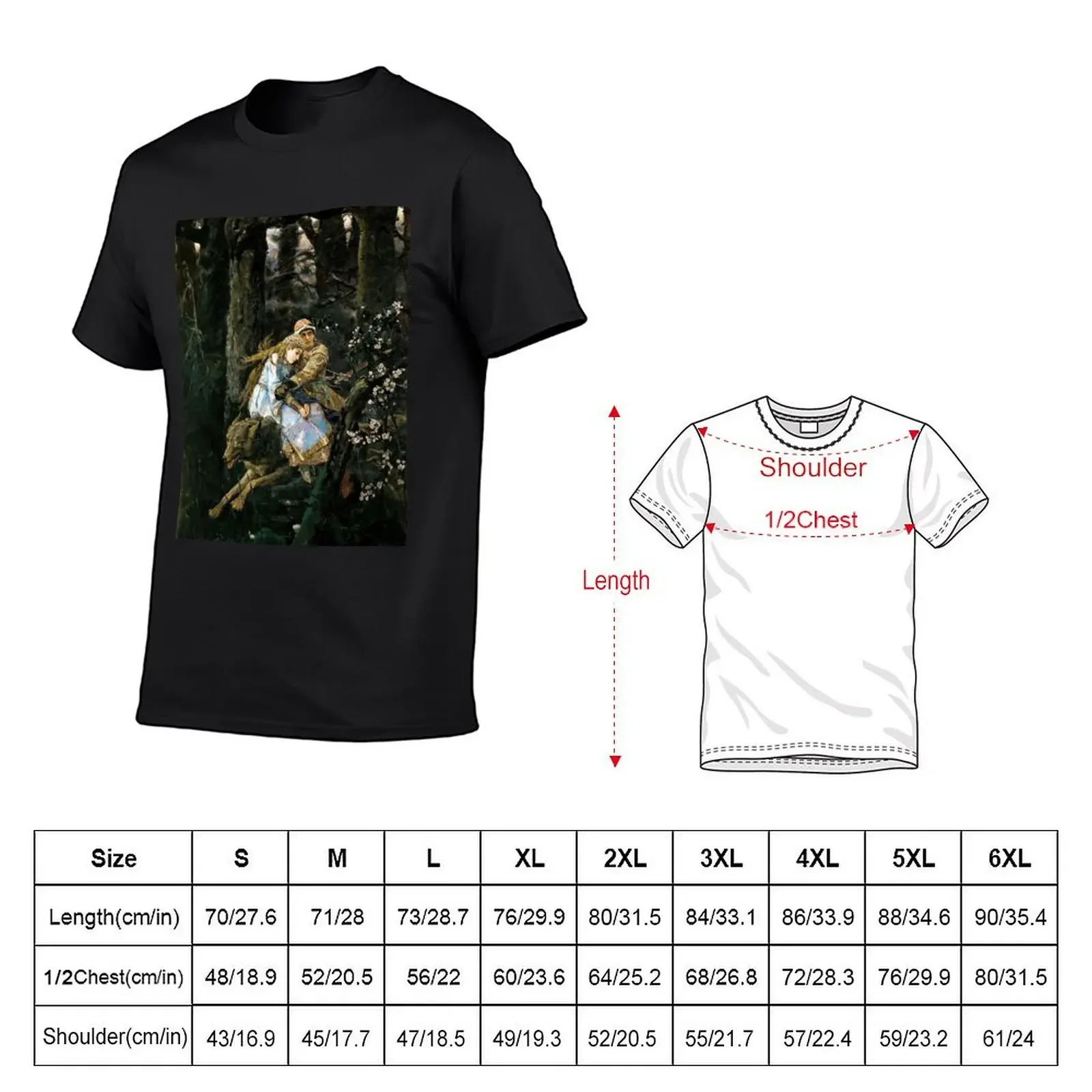 Ivan Tsarevich riding the Gray Wolf - Viktor Vasnetsov T-Shirt custom t shirt animal prinfor boys Men's cotton t-shirt