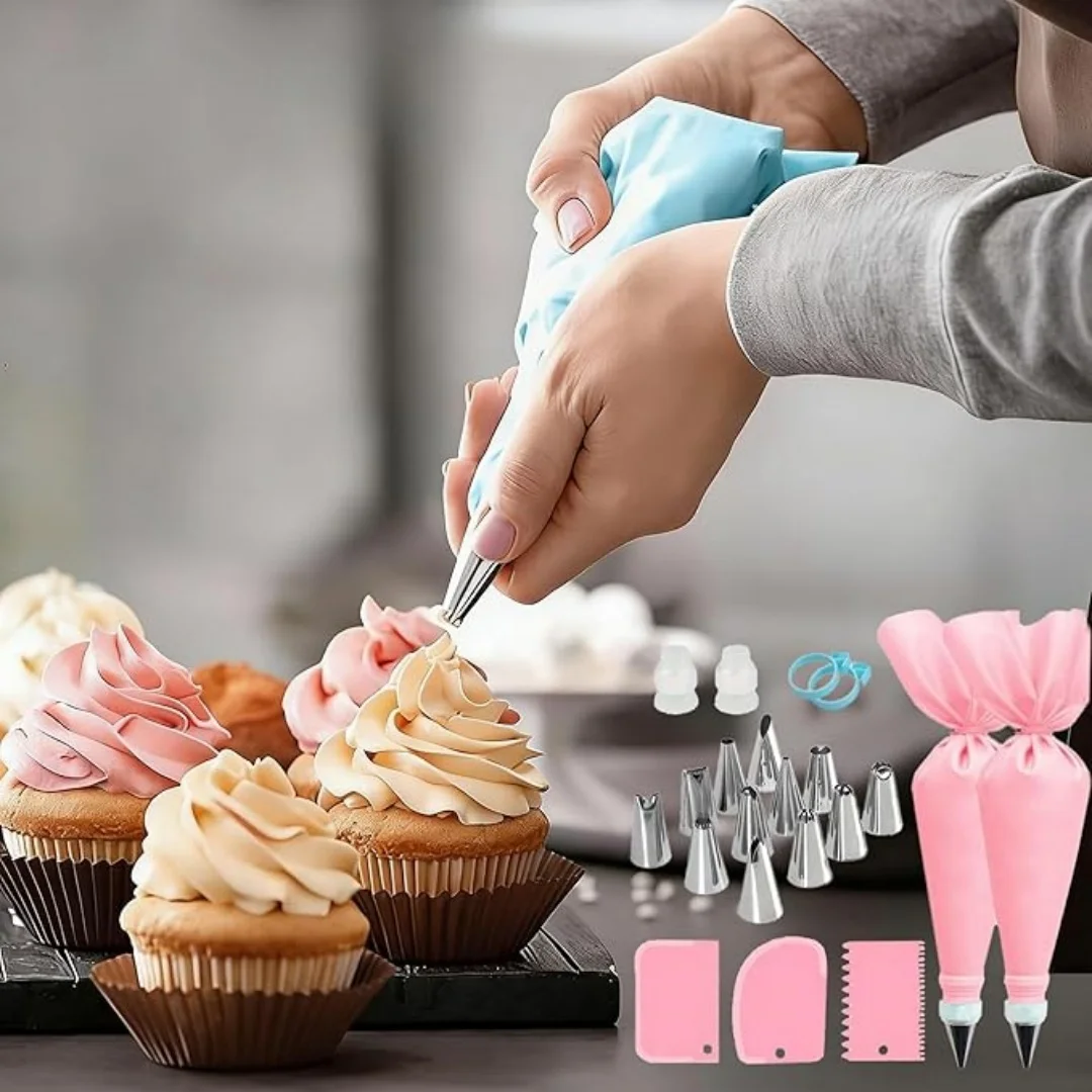 40pcs Stainless Steel Piping Tips Set Cake Decorating Tools Cream Glue Nozzles for Pastries Cupcakes Baking Accessories