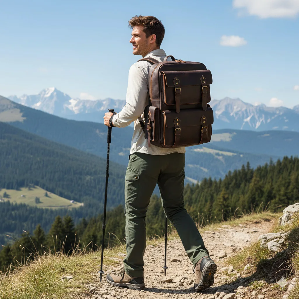 Bolso de viaje de cuero genuino informal para hombre con capa superior Vintage, mochila para ordenador portátil de negocios de gran capacidad, bolsos para adolescentes, Sac A Dos