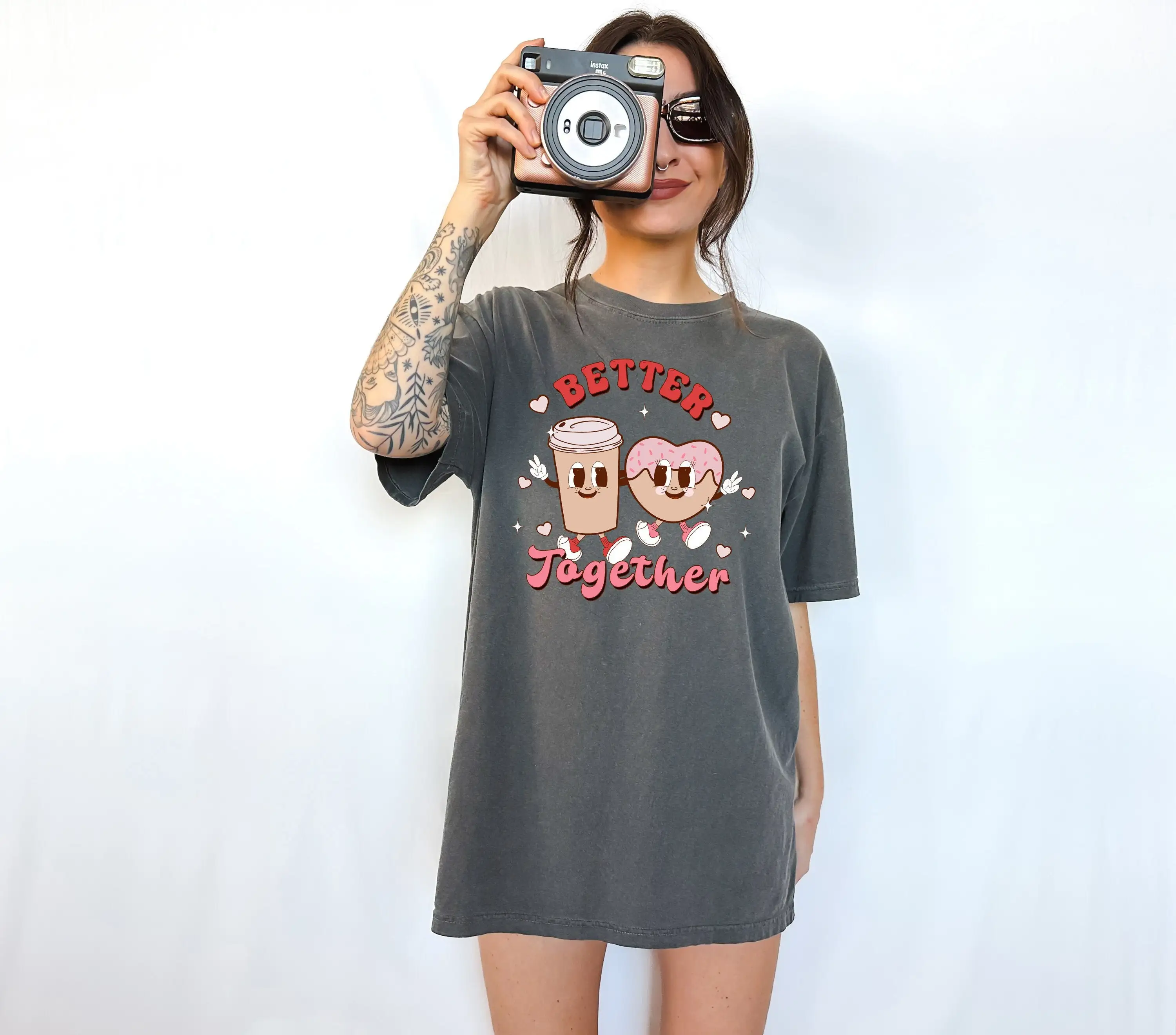 Retro Valentines Day Comfort Colors T Shirt Better Together Crew Vintage Galentines Coffee Grunge