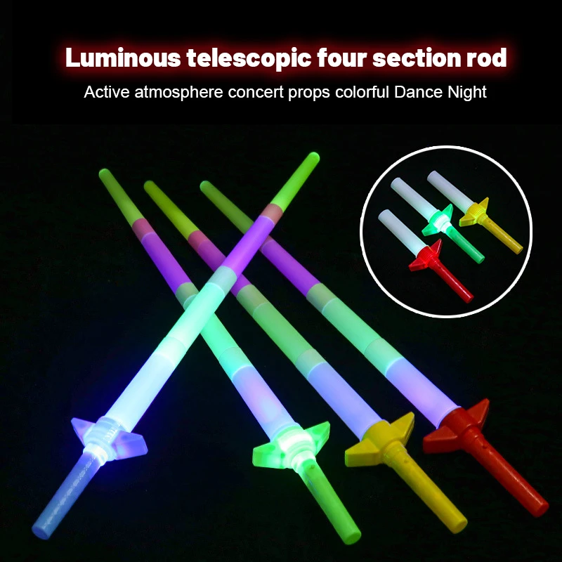 

4 Section Extendable Colorful Lightsaber Light Saber Sword Kids Toy Flashing Stick Concert Party Props Bar Light Sticks