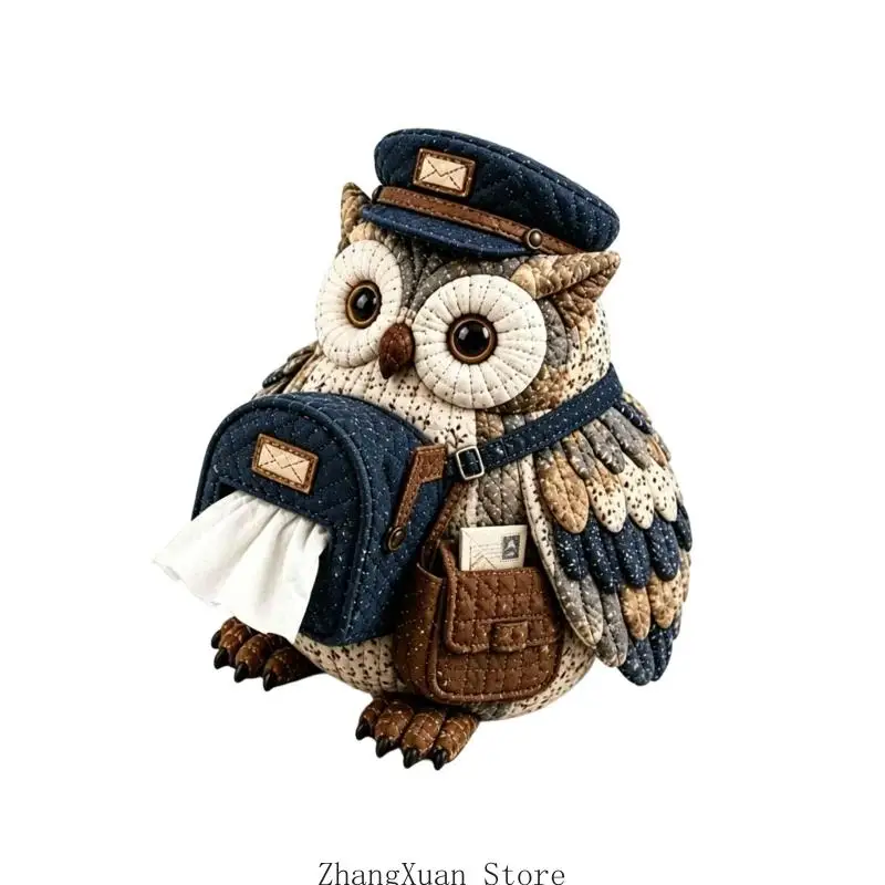 Owl Tissue Box Cover Soft Fabric Kitchen Table Storage Holder 3XUF – Detail 4