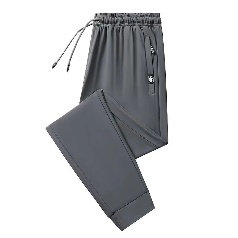 Fall 2024 new big size thin fashion pocket zipper casual pants men's slim-fit simple constraint foot pants