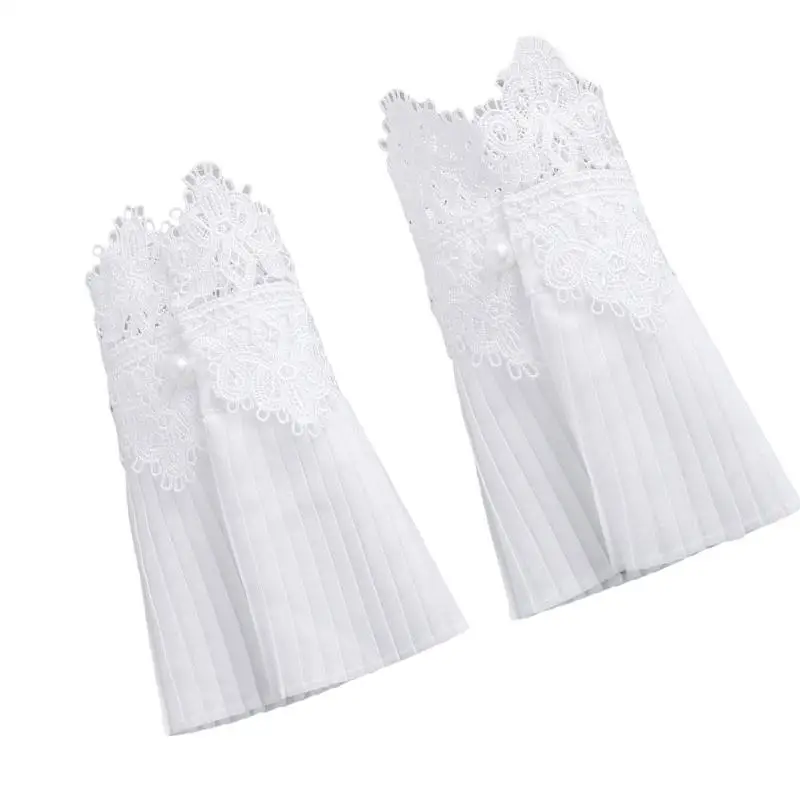 

652F кружевная отделка, плиссированные рукава с вышивкой, цветочный дизайн, удобное удлинение манжет на запястье, платье, для