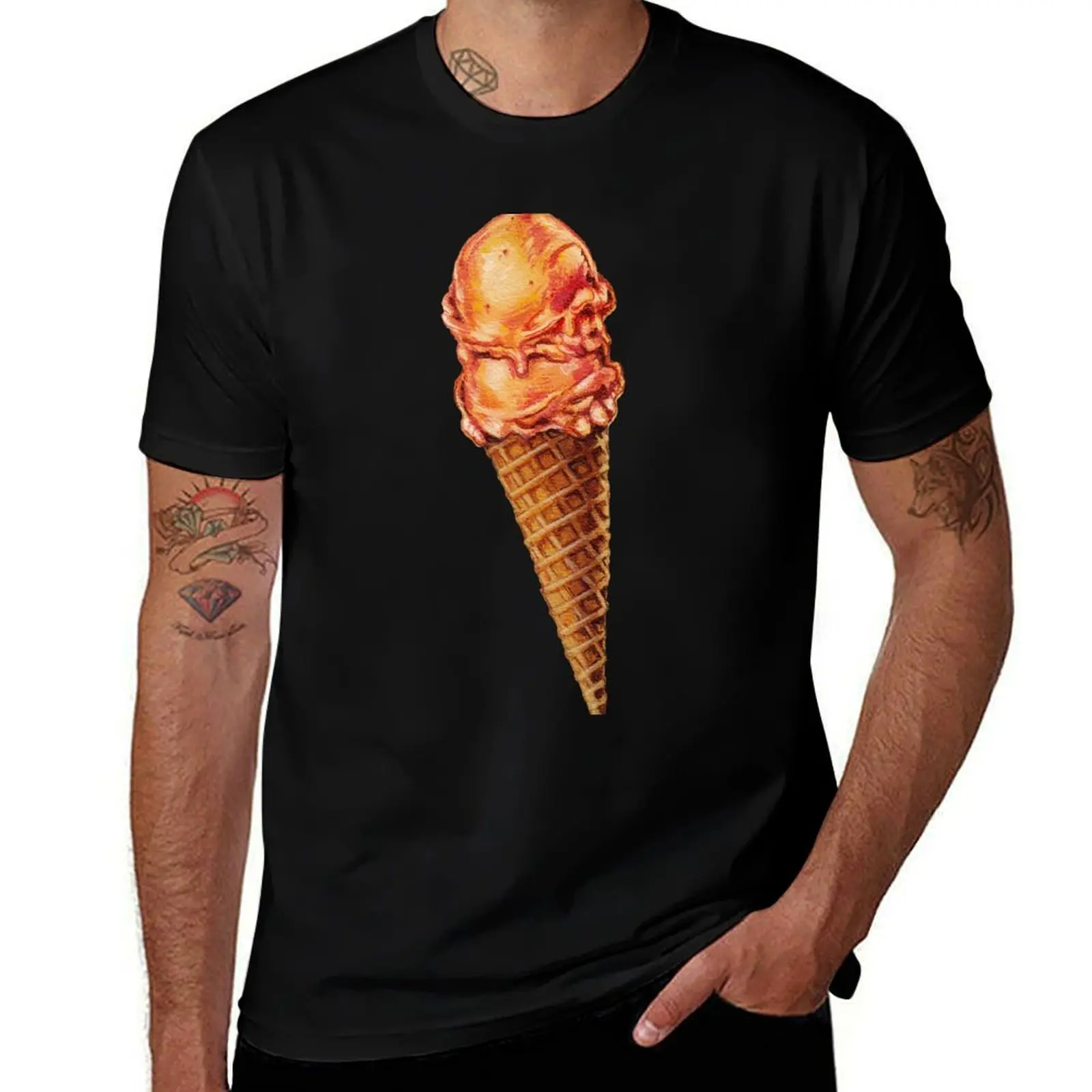 Strawberry Double Scoop Pattern T-Shirt Basic Solid Color Short Sleeve T-Shirt