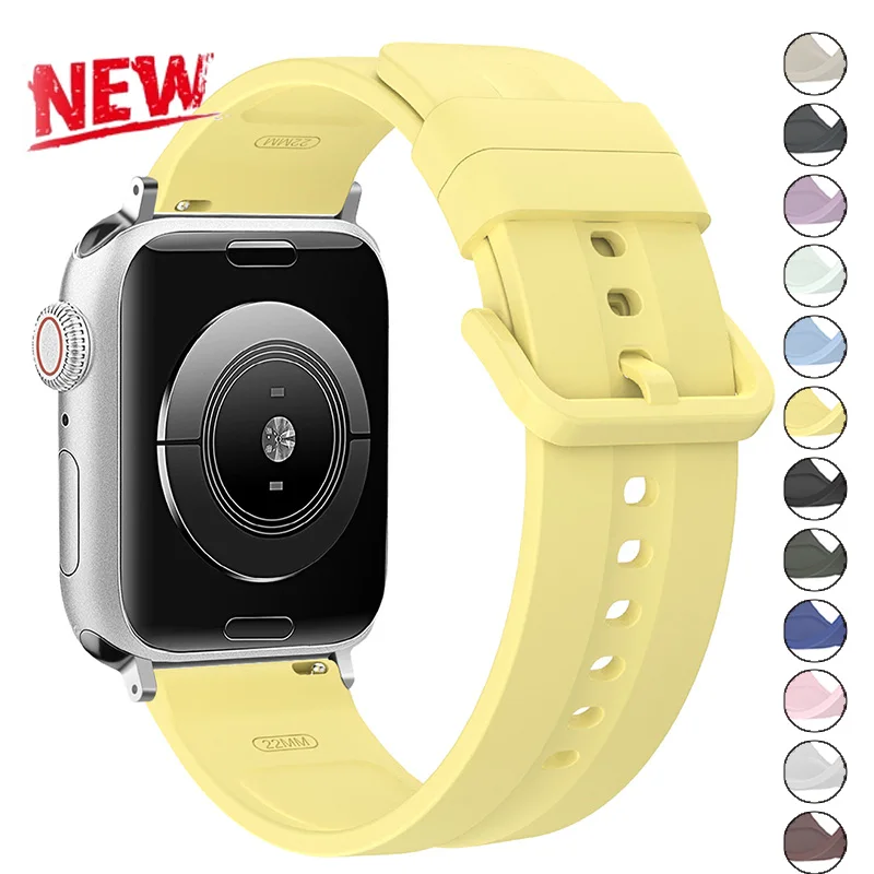 Silicone Strap For Apple Watch Band 44mm 38 40 42 46 41-45 46mm 49mm Bracelet for iwatch Serie 12 11 10 9 7 4 5 6 8 SE Ultra 4 3