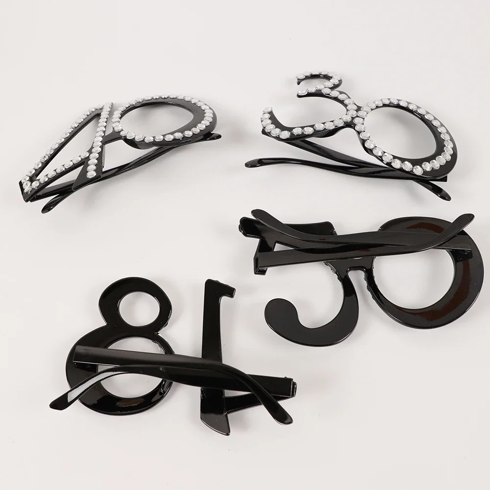 1Pcs Diamond Birthday 18/20/21/30/40/50/60/80th Years Old Eyeglasses Gift Photo Props for Happy Birthday Party Favors Decoration