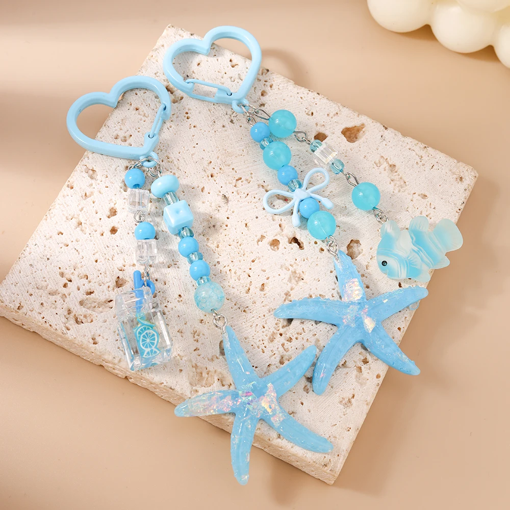 Aihua Niedlicher Y2K Chic Sommer Strand Seestern Schlüsselanhänger für Damen Mädchen Handtaschenanhänger Air Pad Case Strap Handgemachter Schmuck Geschenke – Detail 1