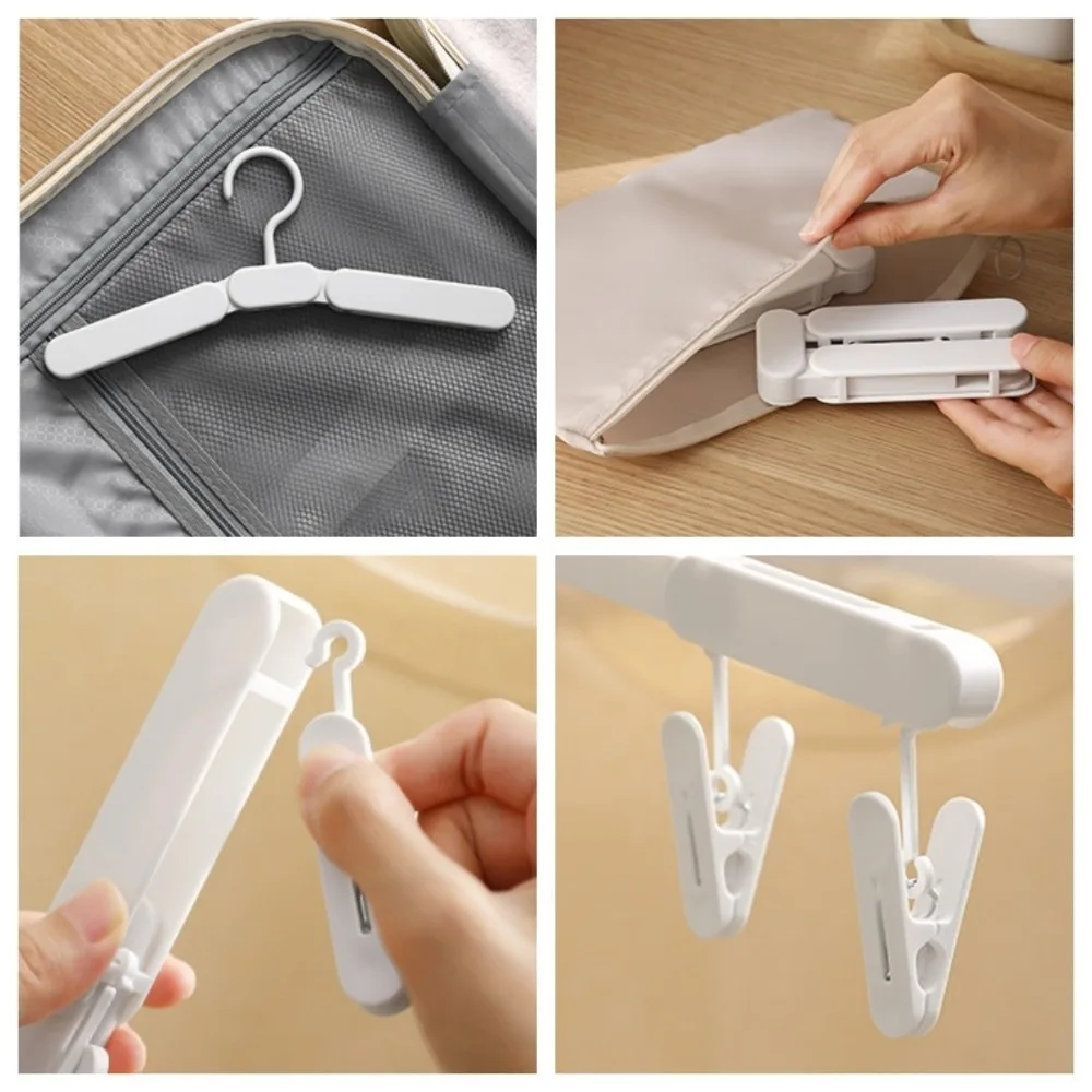 Durable Mini Size Foldable Clothes Hanger Expanded Non-Slip Travel Hangers Space Saving Portable Pant Clips Laundry Use