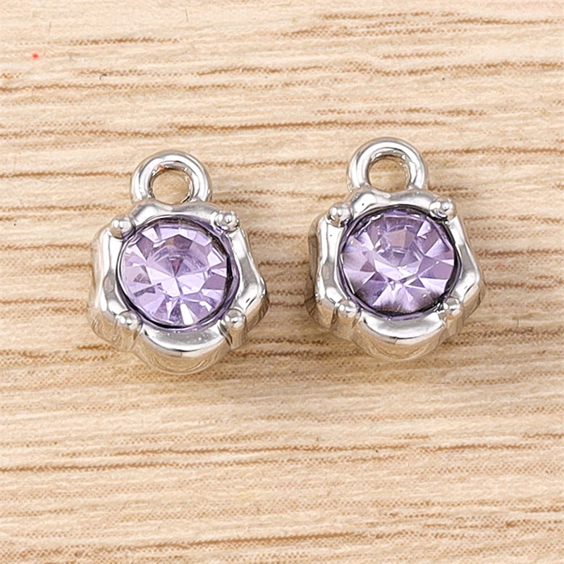 5 Stück 7x10mm süße Mini bunte Kristall Runde Charms Anhänger für Schmuckherstellung Ohrringe Halsketten Armband Zubehör DIY Geschenk – Detail 8