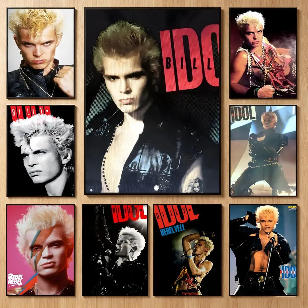 Punk Rock Singer B-Billy Idol Poster Classic Self-Adhesive PP Wall Sticker for Living Room Bar Decor Gift