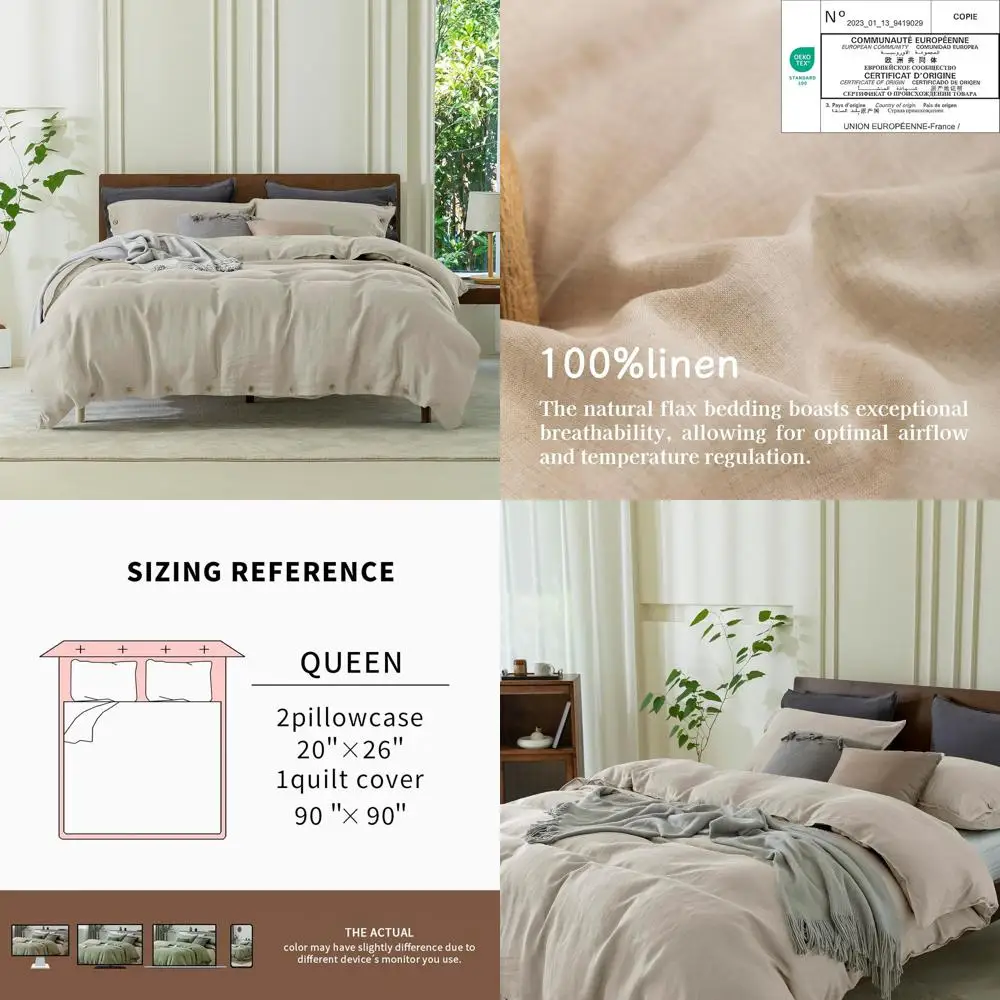 

Комплект пододеяльников из 100% чистого льна размера Queen — 90x90, 3 предмета, мягкие, дышащие, с застежкой на пуговицы из кокоса, идеально подходят для горячих снастей