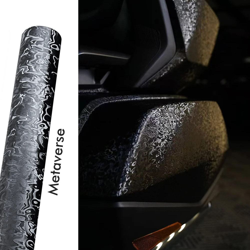 Kohlefaser-Aufkleber Premium Cosmic Ghost Schwarz Vinylfolie Selbstklebende Folie Auto-Wrapping-Folie Autozubehör