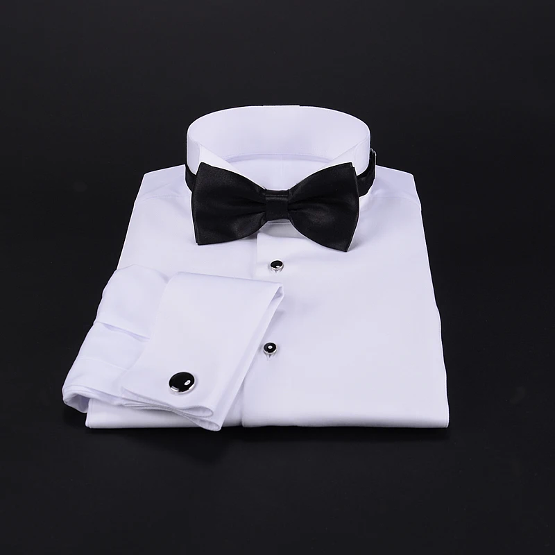 Men's 100% Cotton White Dress Shirt - 2024 Spring & Autumn New Slim Fit Non-Iron Long Sleeve with French Collar