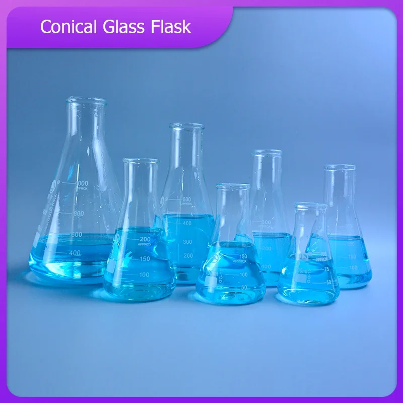 

1 PC Conical Glass Flask High Borosilicate Glass Erlenmeyer flask triangular Bottle Lab or Kitchen tools 50 ML To1000ML