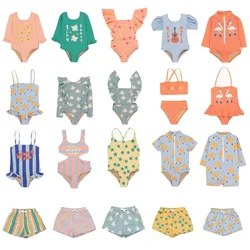 OUYANG&IVAN Kids Swimwear Sets 2025 New Summer TC Boys Girls Cute Print Swimming Suits Bikini Sets
