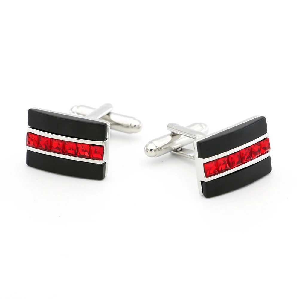 Crystal Cuff Links For Men Luxurious Wedding Design Quality Brass Material Red Color Cufflinks Wholesale&retail