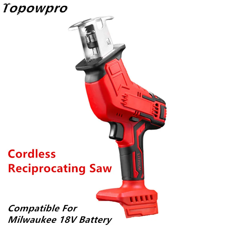 

Reciprocating Saw Cordless Electric Saber Saw Cutting Wood Metal Pipe Power Tools Compatible For Milwaukee 18V Battery