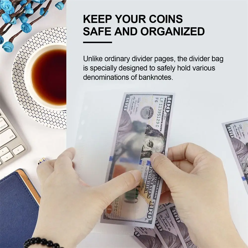 Document Filing Bag Transparen Binder Pockets 6-Ring Waterproof Notebook Divider Page A6 PVC Binder Folders School Supplies