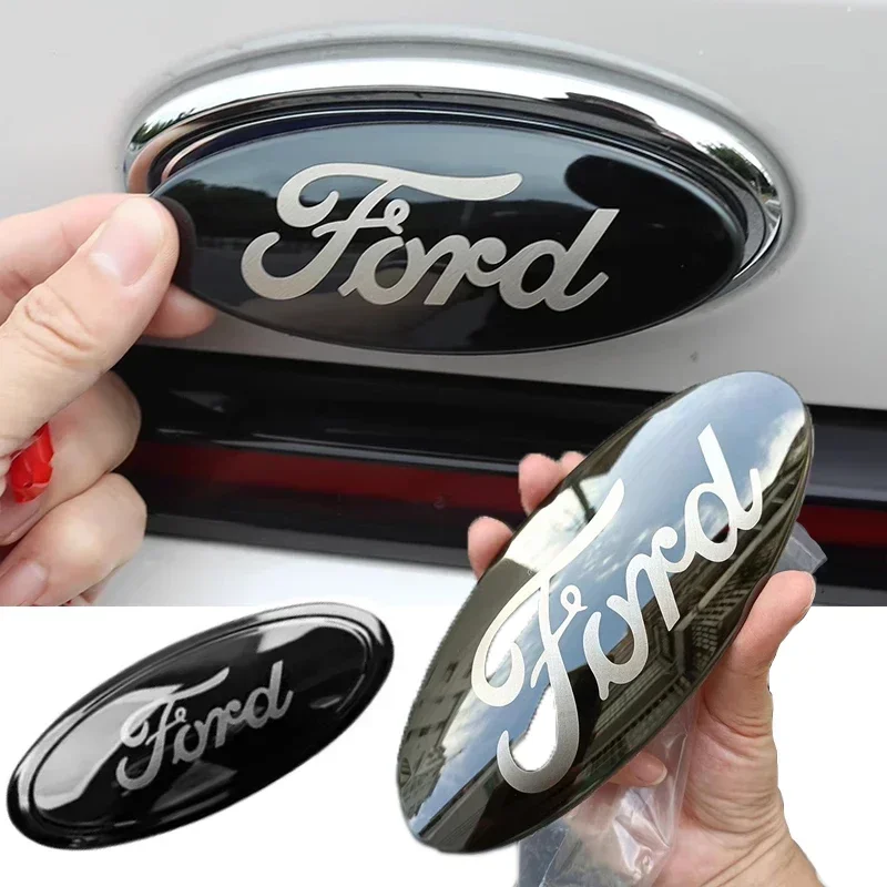 3 autocollants pour emblèmes avant et logos arrière de voiture Ford Escape, Escort, Mondeo, Edge, Taurus, Explorer, Territory, Focus, et autocollant de volant