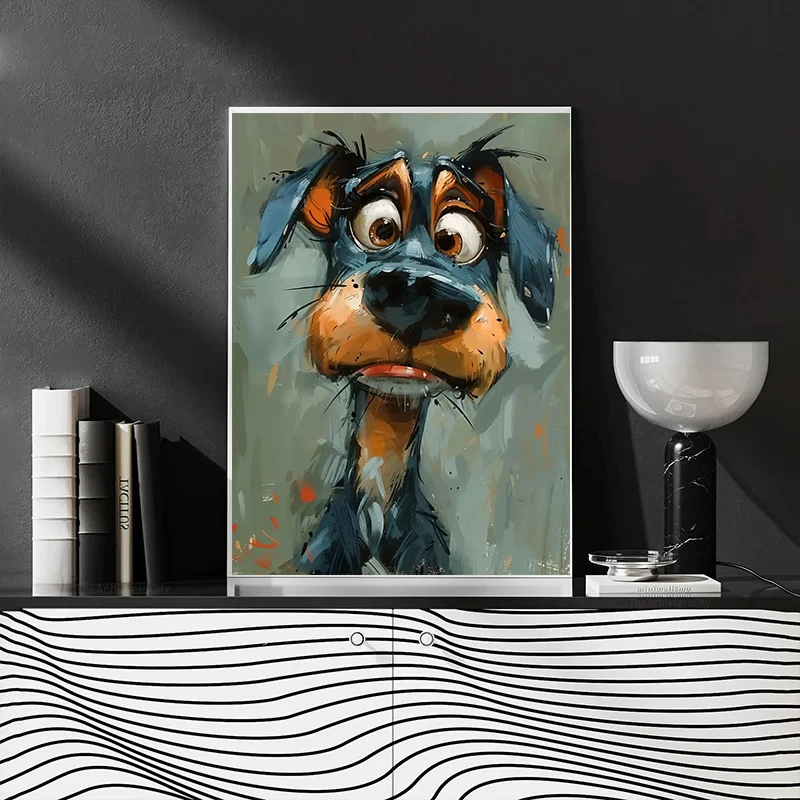 Funny Animals Laugh Painting Poster Canvas Prints  Dog Cat Polar Bear Lion Aesthetic Wall Art Picture Kids Room Decoration Mural