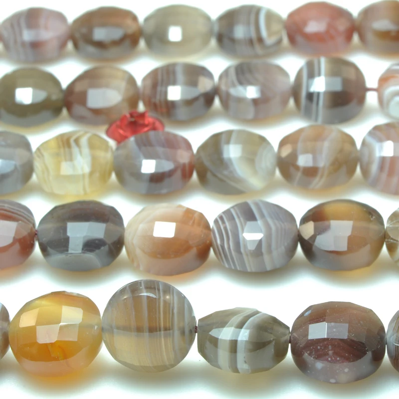 Natural Brown Botswana Agate Faceted Coin Beads Loose Gemstones Wholesale Jewelry Making Stuff Semi Precious Stone