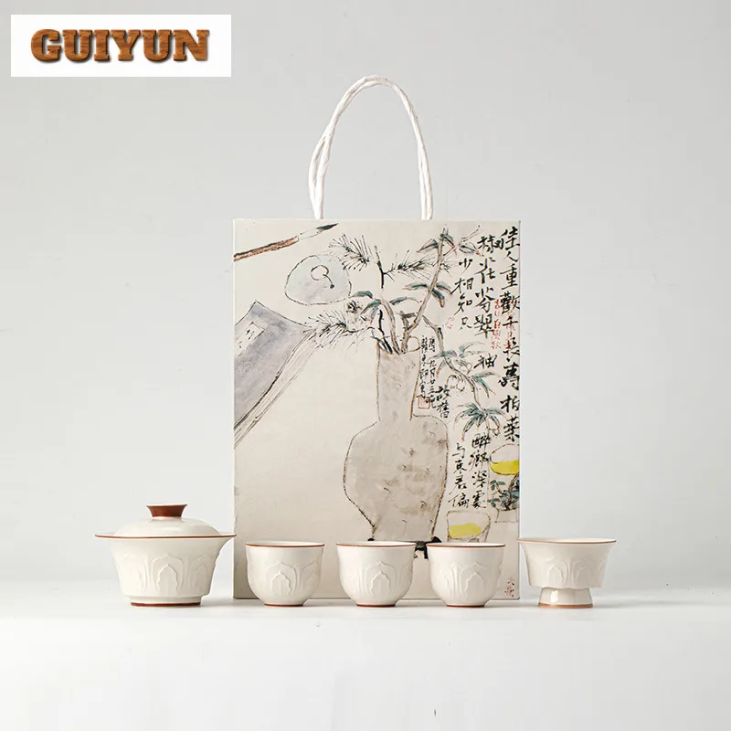 

Чайный сервиз с листьями банана и растениями, полный набор, антикварный набор для чайной церемонии, домашний чайник и чайная чашка, набор посуды для напитков, подарок