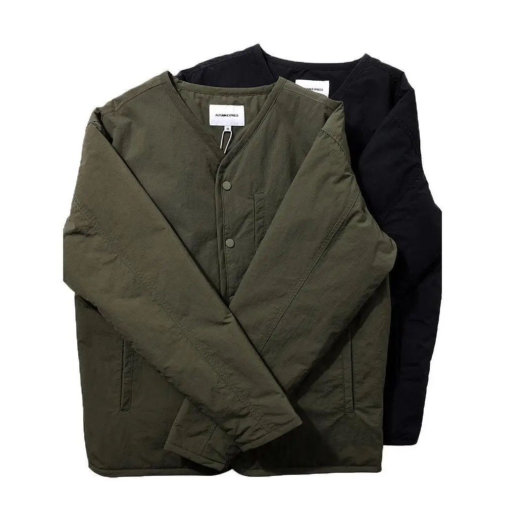 

Мужская утепленная куртка свободного кроя с V-образным вырезом из хлопка и полиэстера, с капюшоном, длинными рукавами, для работы на улице, модная, с наполнителем из полиэфирного волокна