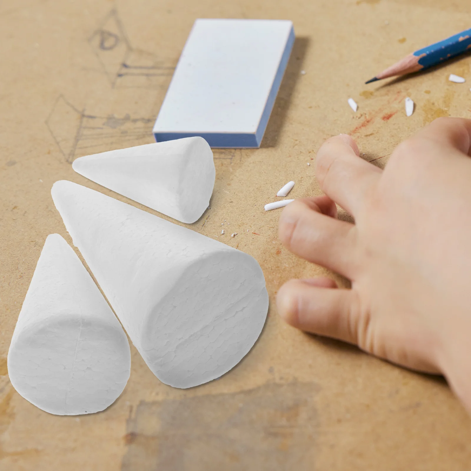 

30Pcs White Cone Shape Foam DIY Craft Materials Decoration Supplies Christmas Tree Craft White Cone Foams Cones for DIY