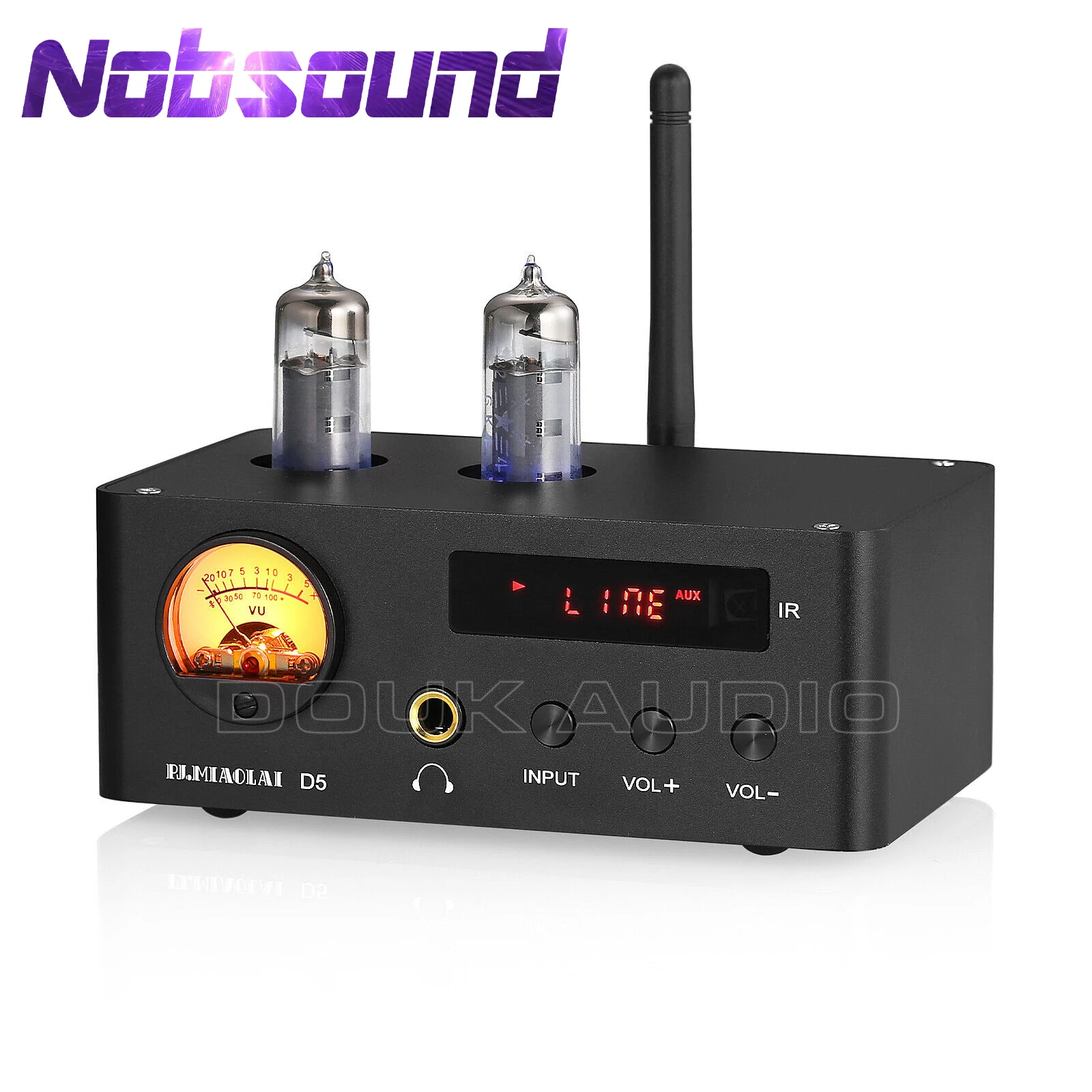 Nobsound Mini Bluetooth 5.0 Valve Tube Amplifier w/VU Meter USB Music Player Headphone Amplifier 80W + 80W