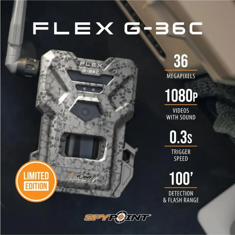 Flex G-36-TWIN Camo | Outdoor Cellular Trail Camera | 1080p Video with Sound, 36 Megapixels, 0.3S Trigger Speed, 100 Fl