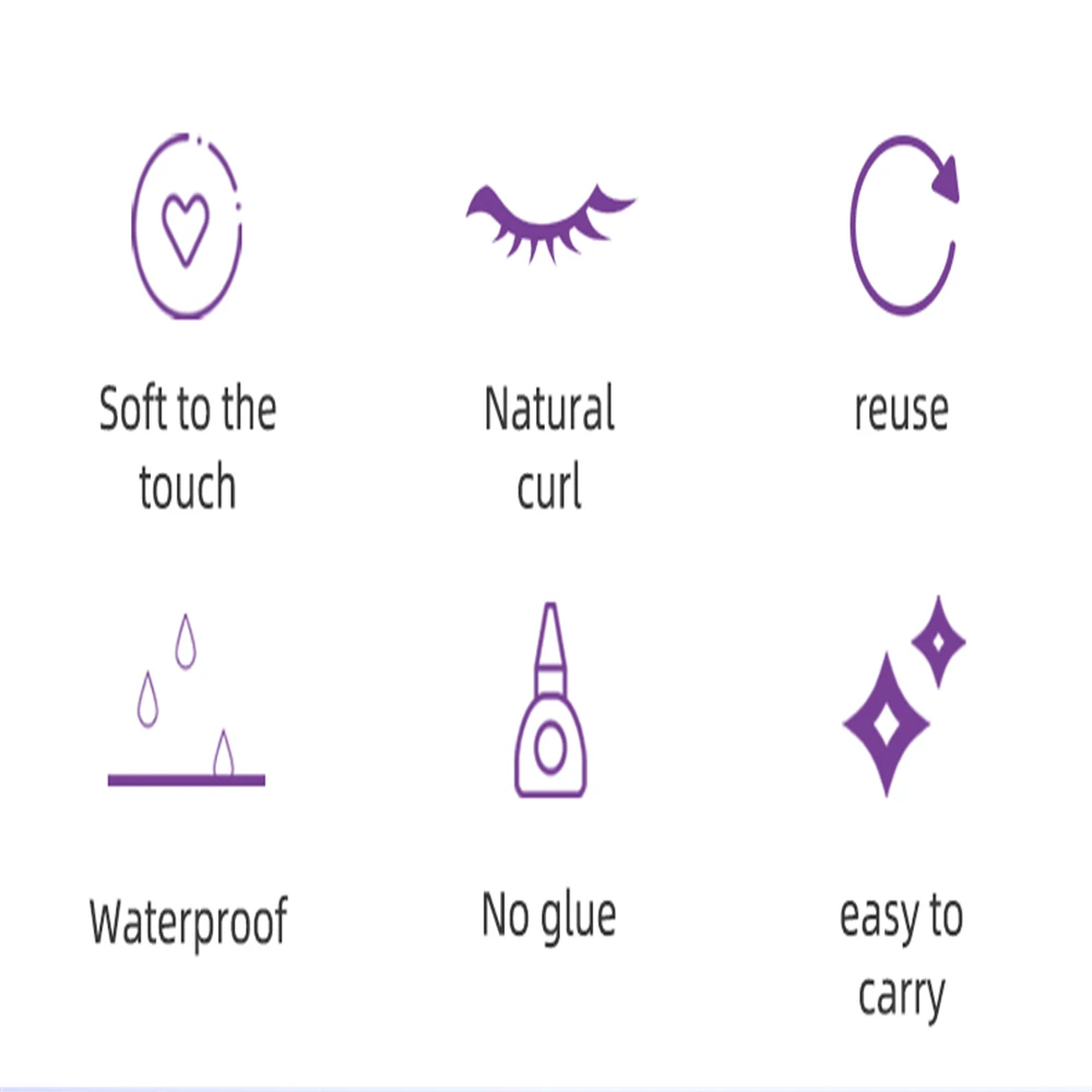 5 أزواج من الرموش الصناعية الخالية من الغراء للمبتدئين مع شرائط لاصقة حساسة لدرجة الحرارة، مجموعة رموش وهمية سهلة الاستخدام