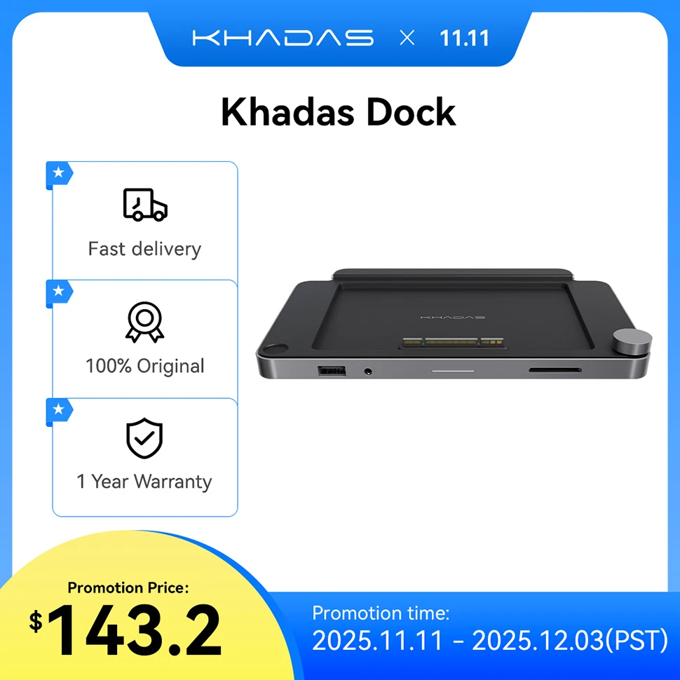 

Khadas Dock Multi I/O Expansion Ports Hub with High-Speed Mind Link for Khadas Mind Mini PC and Audio Adjustment& Fingerprint