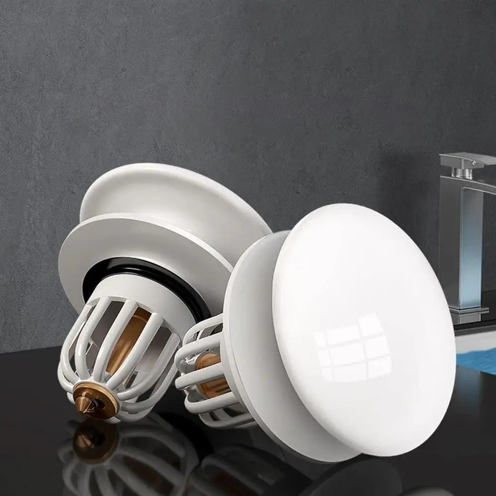 2Pcs Ceramic Pop-up Design Rebound Drain Plug Easy To Use Press Hair Catcher Basin Press Filter Element Anti-clogging Function