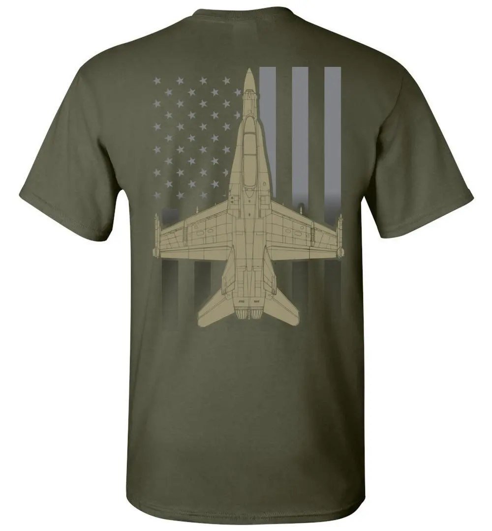 Creative Design American Flag F/A-18 Super Hornet Attack Aircraft T-Shirt. Summer Cotton Short Sleeve O-Neck Mens T Shirt New