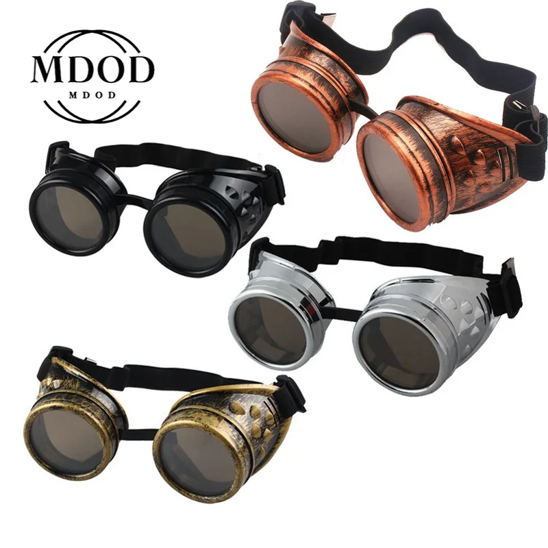 2021 nowe modne okulary przeciwsłoneczne w stylu Vintage Steampunk gogle spawalnicze okulary punkowe Cosplay marka projektant pięć kolorów obiektywu