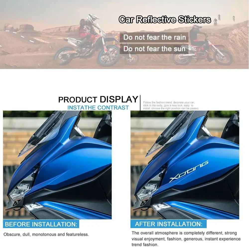 ملحقات kymco 400 Xciting Xciting400i 250i 250r 300 R 300i 300r 400s 500 I 500i 500r ملصقات عاكسة للدراجات النارية