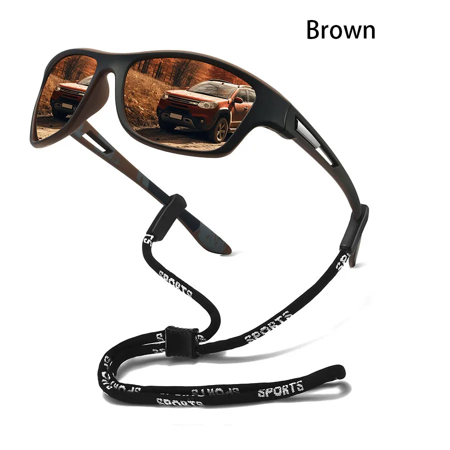 Tarnmuster-Mode-Sonnenbrille für Autofahren, Angeln, Radfahren, Sport, Herren und Damen, Laufen, Bergsteigen, Sport-Sonnenbrille mit Kette – Detail 10