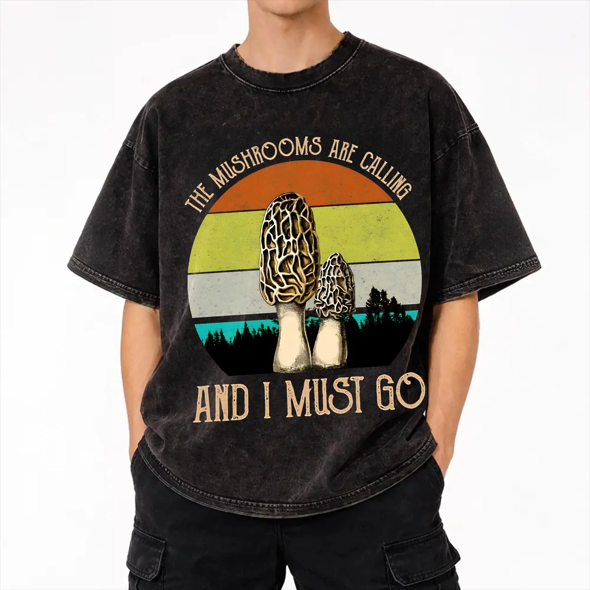 Summer Mushrooms Are Calling Washed Shirt Merch Oversize T-Shirts  Men Women Tees