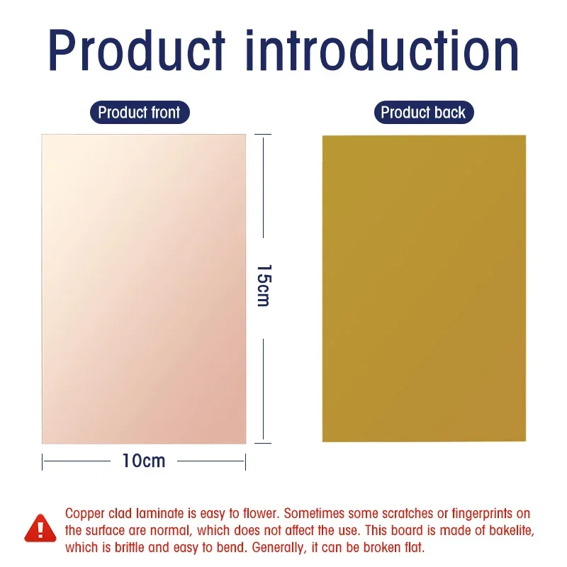 10PCS 10X15CM Copper Clad Plate Single Sided PCB FR4 Prototype Board Fiberglass Board  DIY Printed Circuit Board