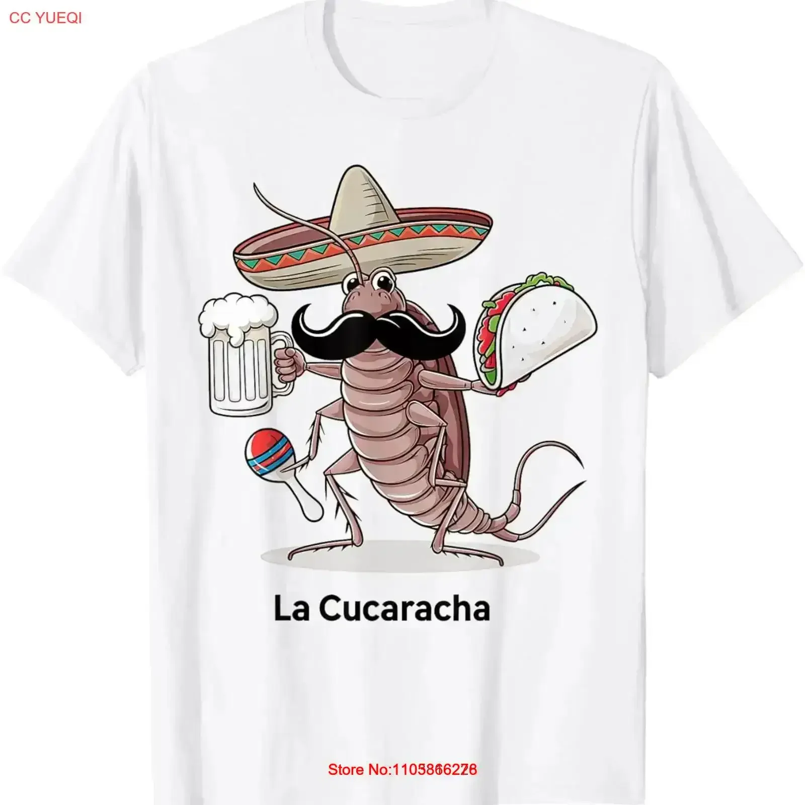 Camiseta Cinco De Mayo divertida con estampado gráfico de La Cucaracha, cerveza, maracas y tacos, estilo fiesta, vintage, lavada, cómoda, elegante y ligeramente elástica.