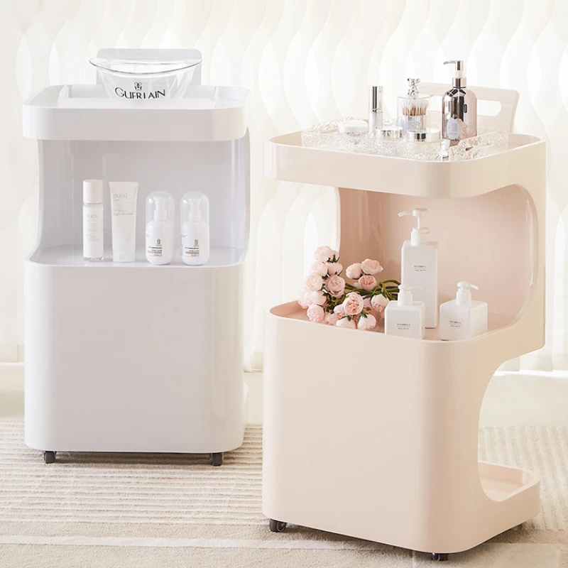 

Beauty Car Cream Style Salon Trolley Solid Wood Beauty Salon Exclusive SPA Small Salon Trolley Storage Carrito Rack Simplicity