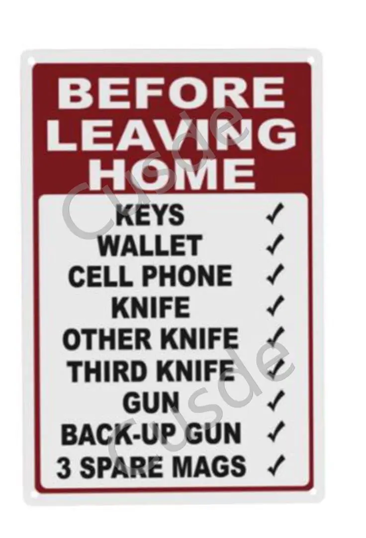 Cusde Before Leaving Home Checklist Metal Tin Sign 2Nd Amendment Wall Decor Vintage Signs Retro Poster Plaques For Coffee H sign