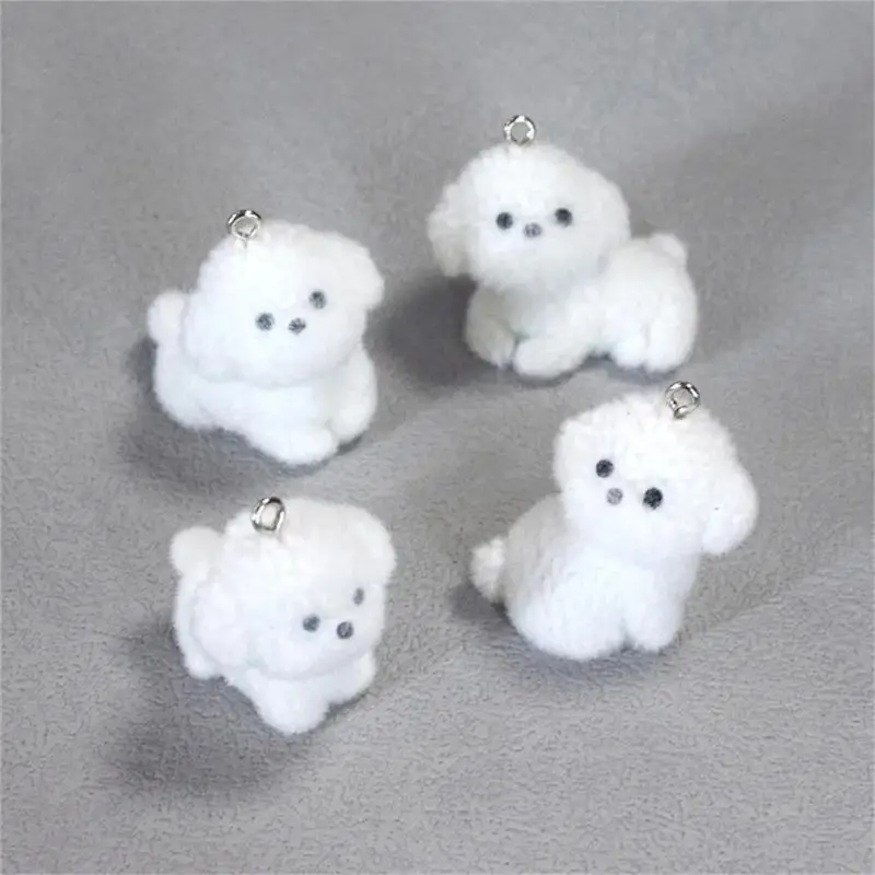 31BB Sturdy Resin Flocking Dog Pendant Charm Jewelry Crafting Supplies Puppy Dog Ornaments for DIY Earrings and Necklaces