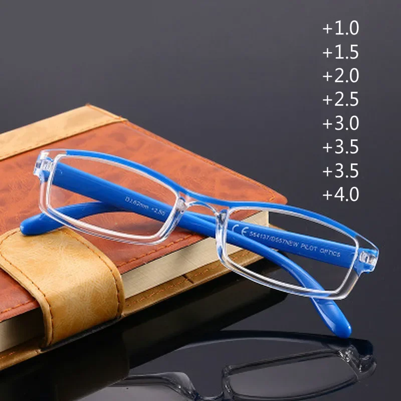 Square Reading Glassses Presbyopic Eyewear Portable Ultralight Presbyopia Eyeglasses for Men Women with +1+1.5+2+2.5+3+3.5+4