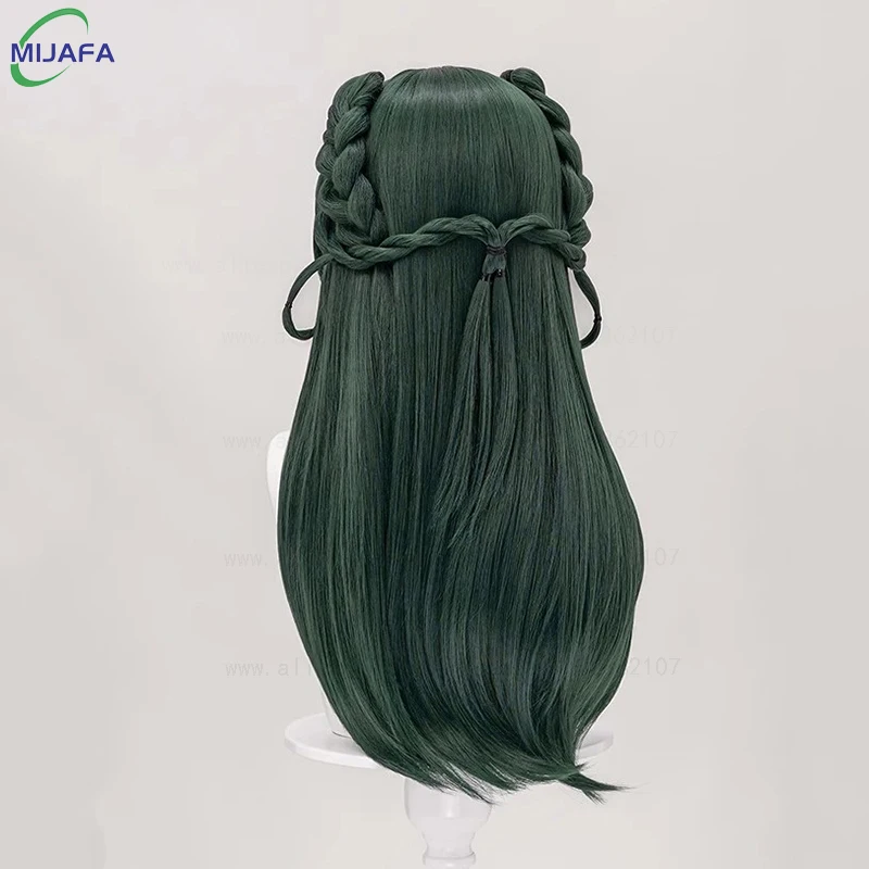 عالية الجودة ماوماو شعر مستعار تأثيري يوميات الصيدلي الأخضر الداكن مقاومة للحرارة الاصطناعية الشعر حفلة أنيمي ماو ماو الباروكات + غطاء شعر مستعار