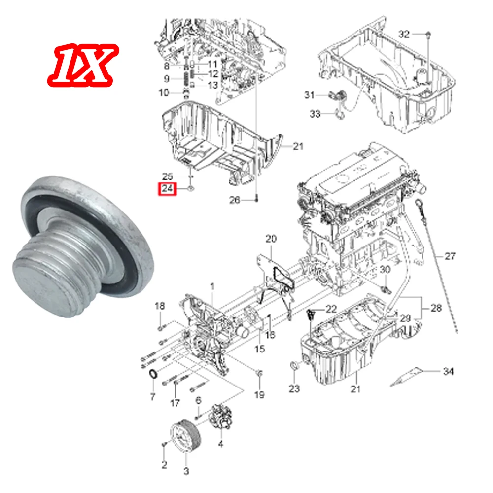 

For Vauxhall Opel Astra Corsa Zafira 652477 Ford KA Car Engine Oil Drain Pan Sump Plug Bolt Bung M14X1.5 Screw Replacement Parts