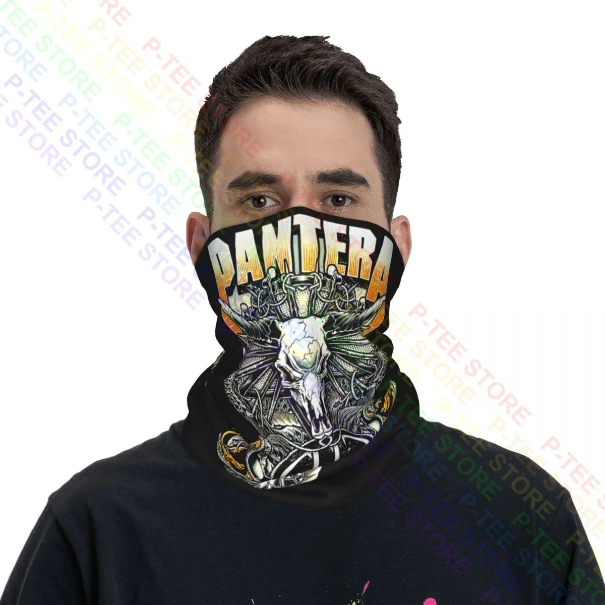 Pantera Fanart Tribute To Dimebag Darrel Phil Anselmo Vinnie Paul Rex Brown Neck Gaiter Bandana Scarf Face Mask Unisex