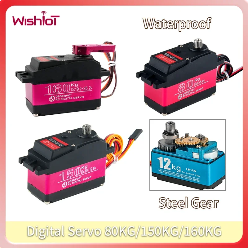 80KG/150KG/160KG Servo Digitale In Acciaio Ingranaggio Motore Nucleo di Ferro 180/270 Gradi con Braccio 18T Servos Impermeabili per il FAI DA TE Robot Auto giocattolo